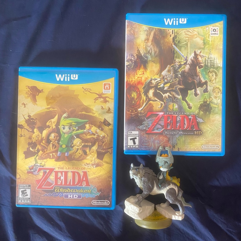 HD edition wii u game duo + amiibo / tloz skyward sword and wind waker